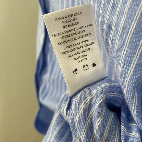Rails Lizzi Button-down Shirt with Ruffles Bellflower Blue Stripe size Small - Picture 9 of 11